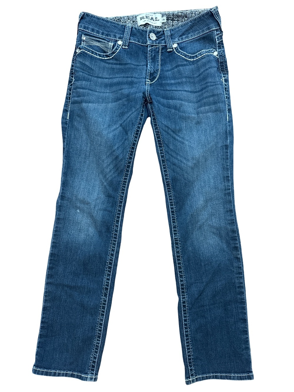 Ariat Real Denim Jeans Straight Women’s Size 29R Medium Wash Blue Denim Cowgirl